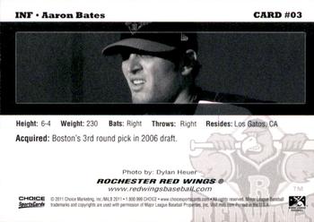 2011 Choice Rochester Red Wings #03 Aaron Bates Back