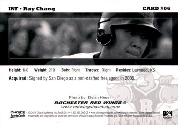 2011 Choice Rochester Red Wings #06 Ray Chang Back