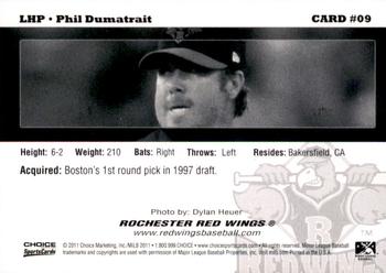 2011 Choice Rochester Red Wings #09 Phil Dumatrait Back