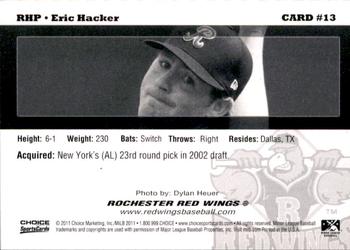 2011 Choice Rochester Red Wings #13 Eric Hacker Back