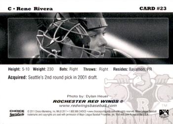 2011 Choice Rochester Red Wings #23 Rene Rivera Back