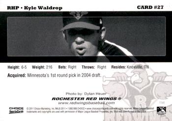 2011 Choice Rochester Red Wings #27 Kyle Waldrop Back