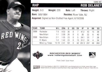 2010 Choice Rochester Red Wings #01 Rob Delaney Back