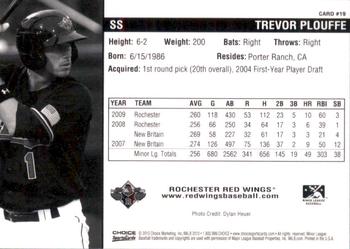 2010 Choice Rochester Red Wings #19 Trevor Plouffe Back