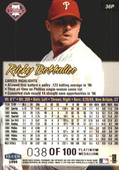 1998 Ultra - Platinum Medallion #36P Ricky Bottalico Back