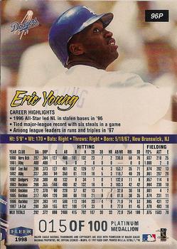1998 Ultra - Platinum Medallion #96P Eric Young Back