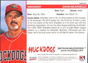 2012 Choice Batavia Muckdogs #1 Dann Bilardello Back
