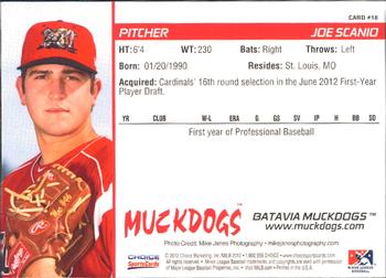 2012 Choice Batavia Muckdogs #18 Joe Scanio Back