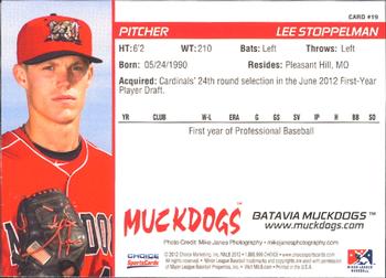 2012 Choice Batavia Muckdogs #19 Lee Stoppelman Back