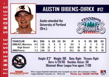 2010 Grandstand Tennessee Smokies #NNO Austin Bibens-Dirkx Back