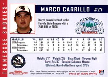 2010 Grandstand Tennessee Smokies #NNO Marco Carrillo Back