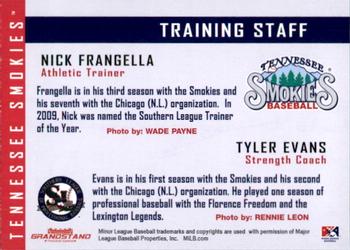 2010 Grandstand Tennessee Smokies #NNO Tyler Evans / Nick Frangella Back