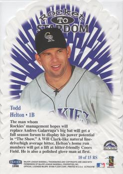 1998 Ultra - Rocket to Stardom #10RS Todd Helton Back