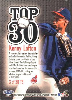 1998 Ultra - Top 30 #3T3 Kenny Lofton Back