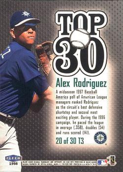 1998 Ultra - Top 30 #20T3 Alex Rodriguez Back