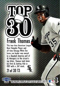 1998 Ultra - Top 30 #21T3 Frank Thomas Back
