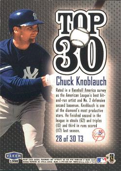 1998 Ultra - Top 30 #28T3 Chuck Knoblauch Back