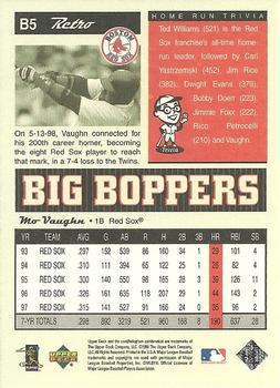1998 Upper Deck Retro - Big Boppers #B5 Mo Vaughn Back