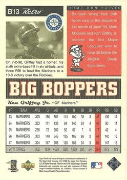 1998 Upper Deck Retro - Big Boppers #B13 Ken Griffey Jr. Back