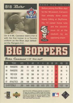 1998 Upper Deck Retro - Big Boppers #B18 Jose Canseco Back