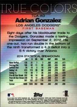 2015 Stadium Club - True Colors #TCA-AG Adrian Gonzalez Back