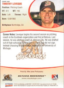 2009 Choice Batavia Muckdogs #02 Timothy Leveque Back