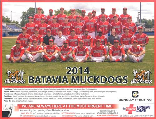 2014 Conolly Printing Batavia Muckdogs Team Photo #1 Team Photo Front