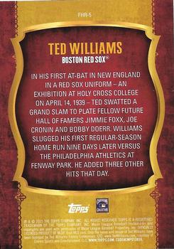 2015 Topps - First Home Run Gold (Series Two) #FHR-5 Ted Williams Back