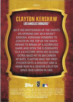 2015 Topps - First Home Run Gold (Series Two) #FHR-21 Clayton Kershaw Back