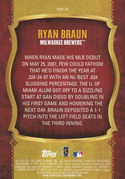 2015 Topps - First Home Run Gold (Series Two) #FHR-26 Ryan Braun Back
