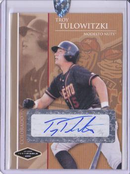 2005 Justifiable - 06 Preview Autographs Gold #16 Troy Tulowitzki Front