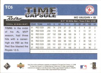 1998 Upper Deck Retro - Time Capsule #TC6 Mo Vaughn Back