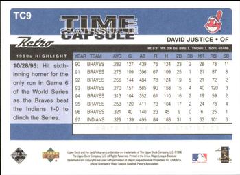 1998 Upper Deck Retro - Time Capsule #TC9 David Justice Back