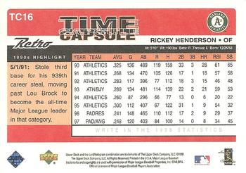 1998 Upper Deck Retro - Time Capsule #TC16 Rickey Henderson Back