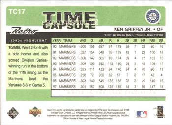 1998 Upper Deck Retro - Time Capsule #TC17 Ken Griffey Jr. Back