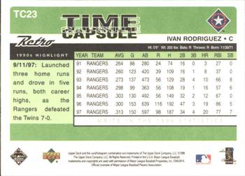 1998 Upper Deck Retro - Time Capsule #TC23 Ivan Rodriguez Back