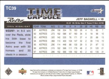 1998 Upper Deck Retro - Time Capsule #TC39 Jeff Bagwell Back
