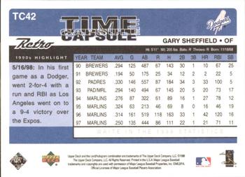 1998 Upper Deck Retro - Time Capsule #TC42 Gary Sheffield Back