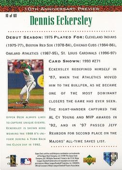 1998 Upper Deck - 10th Anniversary Preview Edition Retail #10 Dennis Eckersley Back