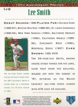 1998 Upper Deck - 10th Anniversary Preview Edition Retail #11 Lee Smith Back