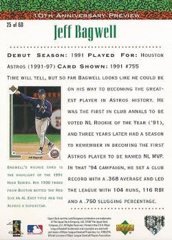 1998 Upper Deck - 10th Anniversary Preview Edition Retail #25 Jeff Bagwell Back