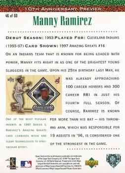 1998 Upper Deck - 10th Anniversary Preview Edition Retail #46 Manny Ramirez Back