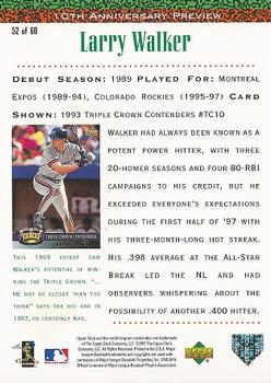 1998 Upper Deck - 10th Anniversary Preview Edition Retail #52 Larry Walker Back
