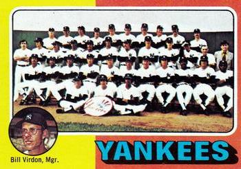 1975 Topps - Team Checklists Gray Back #611 New York Yankees / Bill Virdon Front