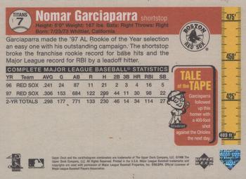 1998 Upper Deck - Tape Measure Titans Gold #7 Nomar Garciaparra Back