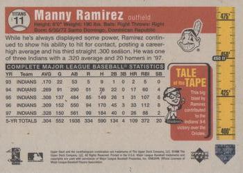 1998 Upper Deck - Tape Measure Titans Gold #11 Manny Ramirez Back