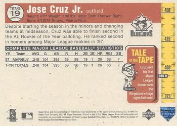 1998 Upper Deck - Tape Measure Titans Gold #19 Jose Cruz Jr. Back