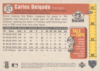 1998 Upper Deck - Tape Measure Titans Gold #21 Carlos Delgado Back