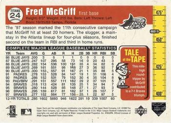 1998 Upper Deck - Tape Measure Titans Gold #24 Fred McGriff Back