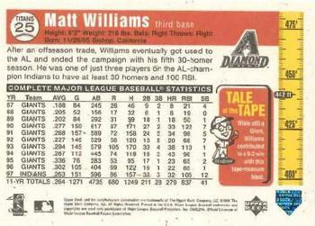 1998 Upper Deck - Tape Measure Titans Gold #25 Matt Williams Back